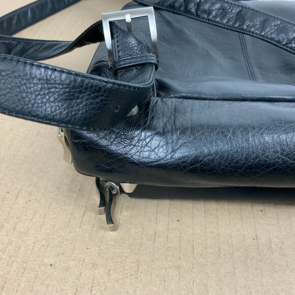 Genuine Leather Medium Black Backpack Organizer Business Travel - Picture 16 of 16